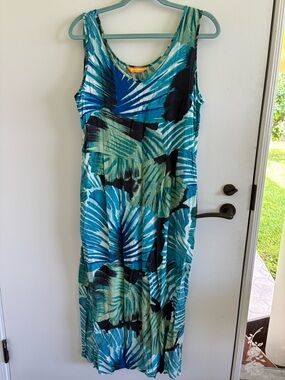 Jams world paer palmier print midi dress tropical vacation Hawaii